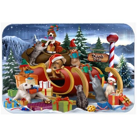 Carolines Treasures Carolines Treasures PTW2024LCB Animals Opening Christmas Presents Glass Cutting Board; Large PTW2024LCB